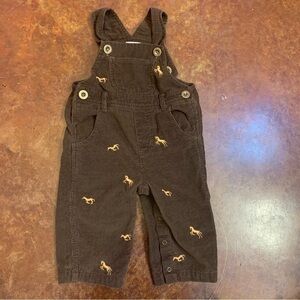 Toddler Cre8ions Brown Corduroy Horse Overalls